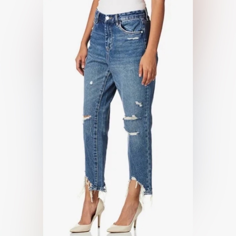 Blank NYC The Madison Crop High Rise With Shark Bite Hem Denim-Indigo